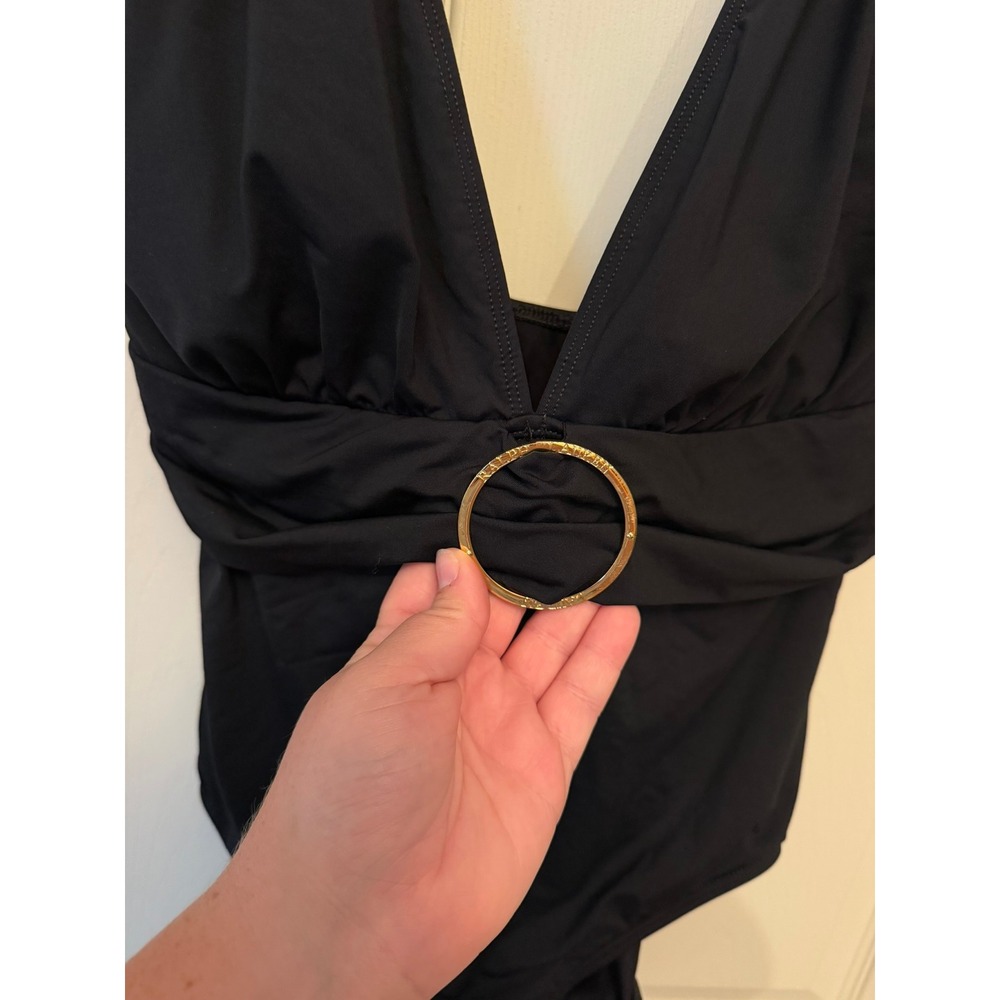 Ralph Lauren Women's Deep V-neck Black One Piece Swimsuit Sz 14 - Picture 3 of 8